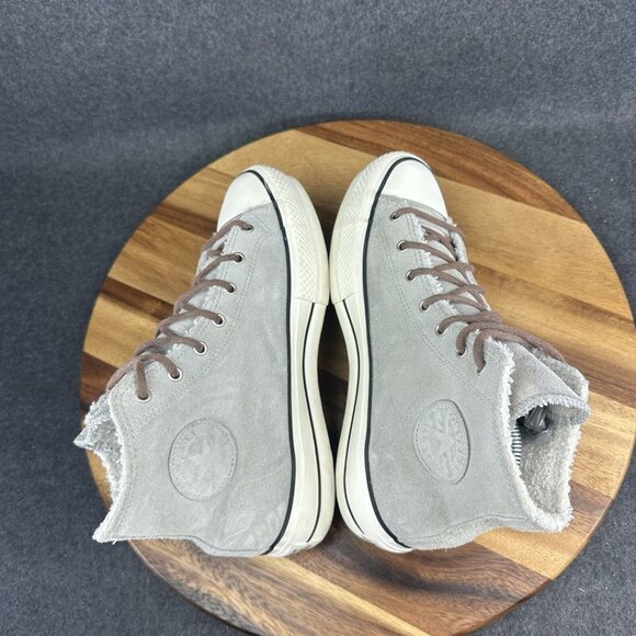 Converse CTAS All Star Lift High Sherpa Wolf Grey Y2K Platform Sneakers Womens 9 - Picture 9 of 11